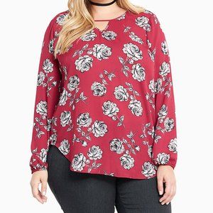 TORRID FLORAL PRINT GEORGETTE KEYHOLE TOP - 00